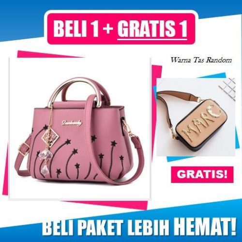 BTH651287-darkpink B1G1 Tas Handbag Elegan + Tas Pesta Cantik