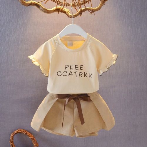 C031201-apricot Baju Anak Set Baju + Rok Cantik