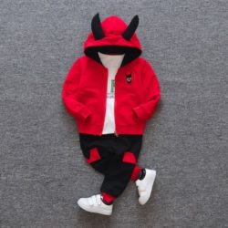 C092-red Baju Jaket dan Celana Anak Funky Set Import