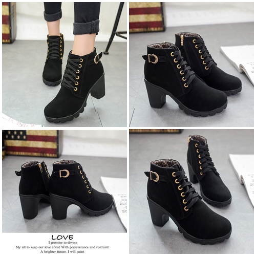 Jual SHB888-black Sepatu Boots Wanita Elegan 8CM 