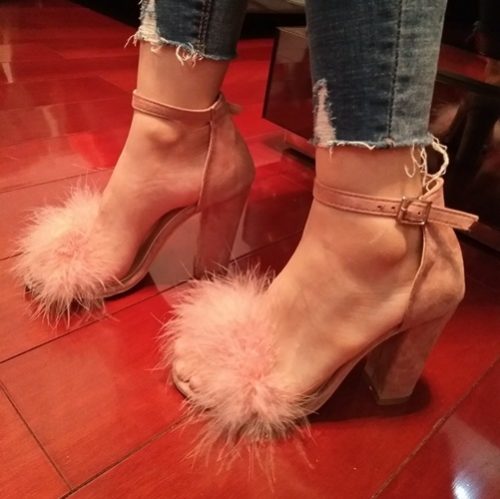 SHH0090-pink Sepatu Heels SUEDE 8CM ( TANPA KOTAK )