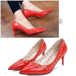 SHH6605-red Sepatu Heels Pesta 7CM