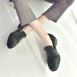 SHS668-green Sepatu Suede Casual Wanita